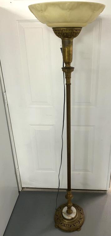 Floor Lamp Marble on Base With Shade (1 of 3)