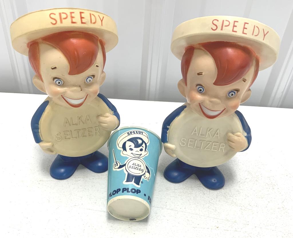 Pair of Speedy Alka-Seltzer Figures and Cup (1 of 5)
