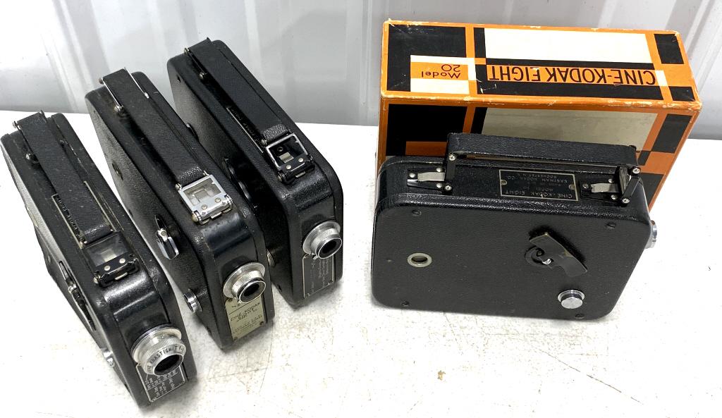Lot of 4 Cine-Kodak Movie Cameras: see photos one has box