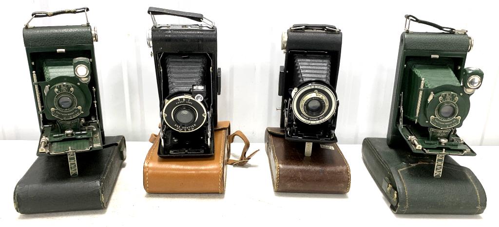 Lot of 4 Kodak Folding Cameras with Cases (1 of 3)