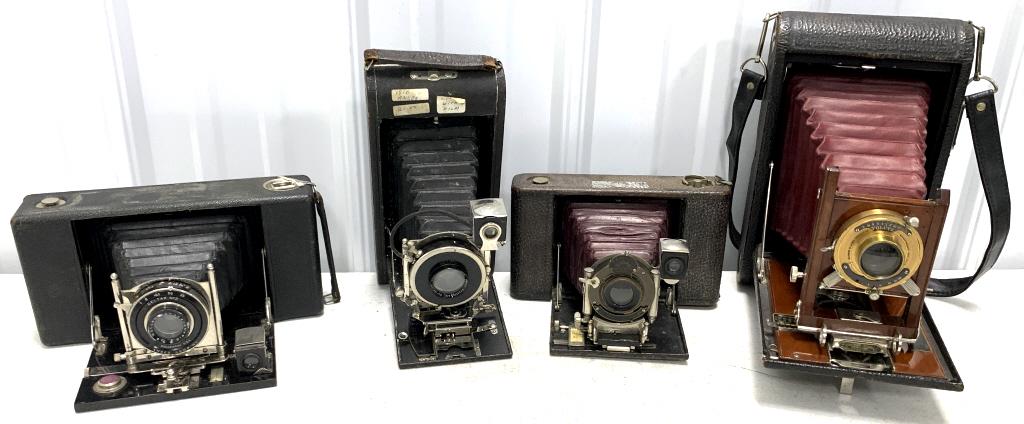 Lot of 4 Folding Cameras Kodak and Amsco (1 of 3)