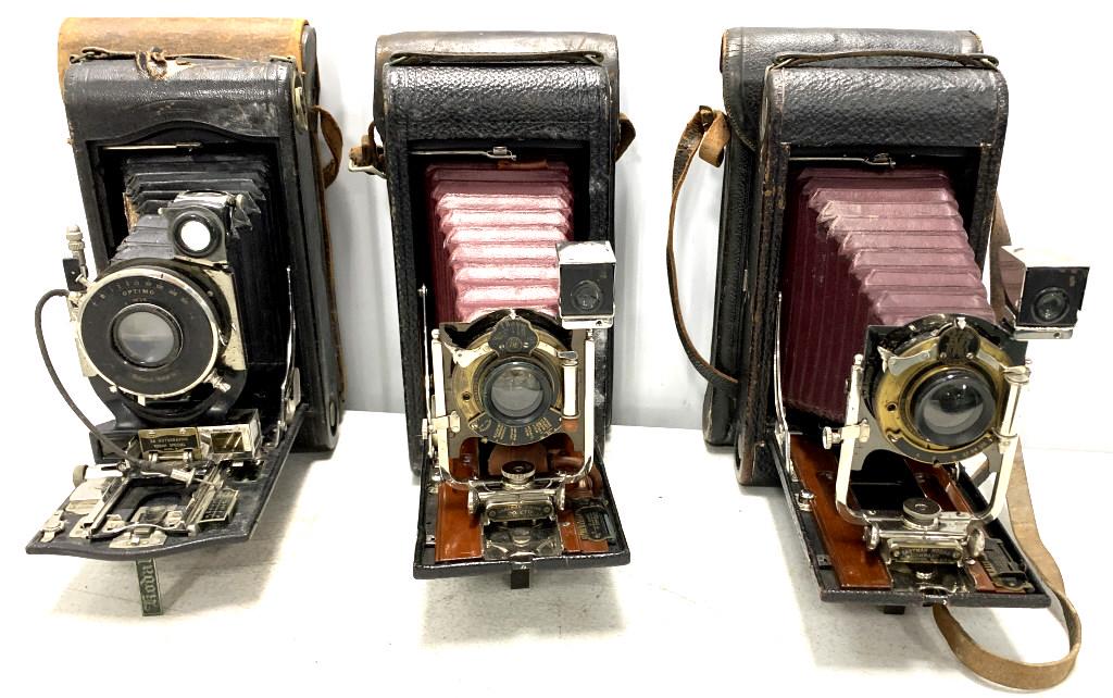 Lot of 3 Kodak Folding Cameras with Cases (1 of 5)