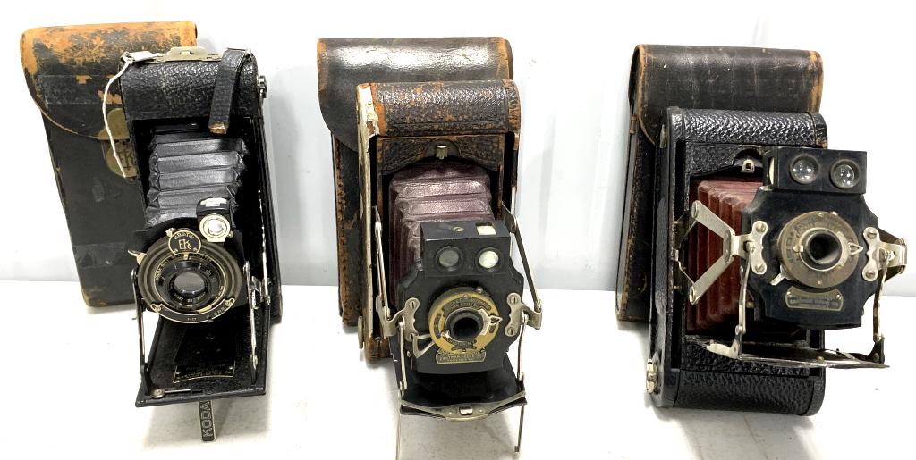Lot of 3 Kodak Folding Cameras with Cases (1 of 5)