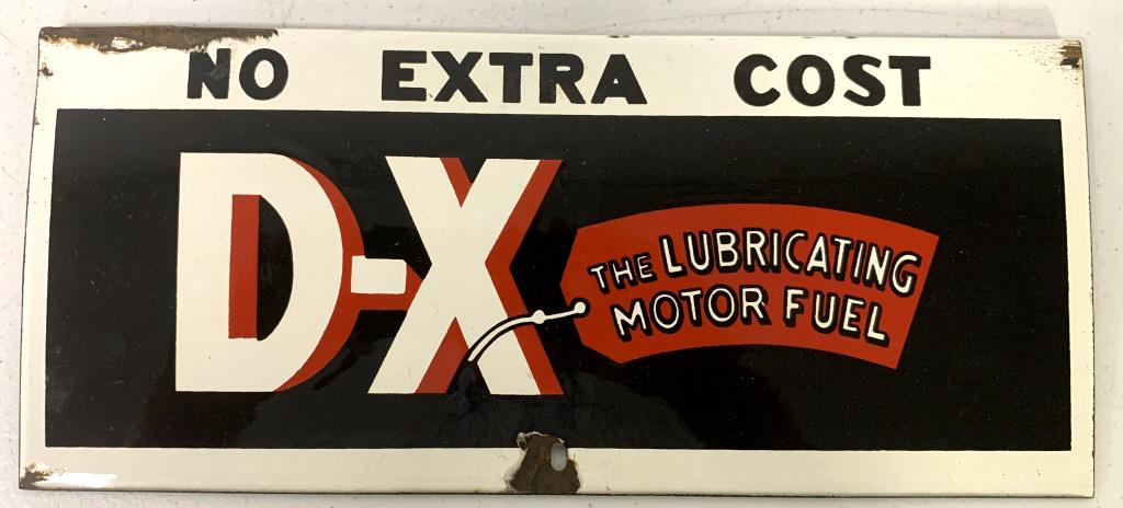 Porcelain D-X Lubricating Motor Fuel Sign (1 of 2)