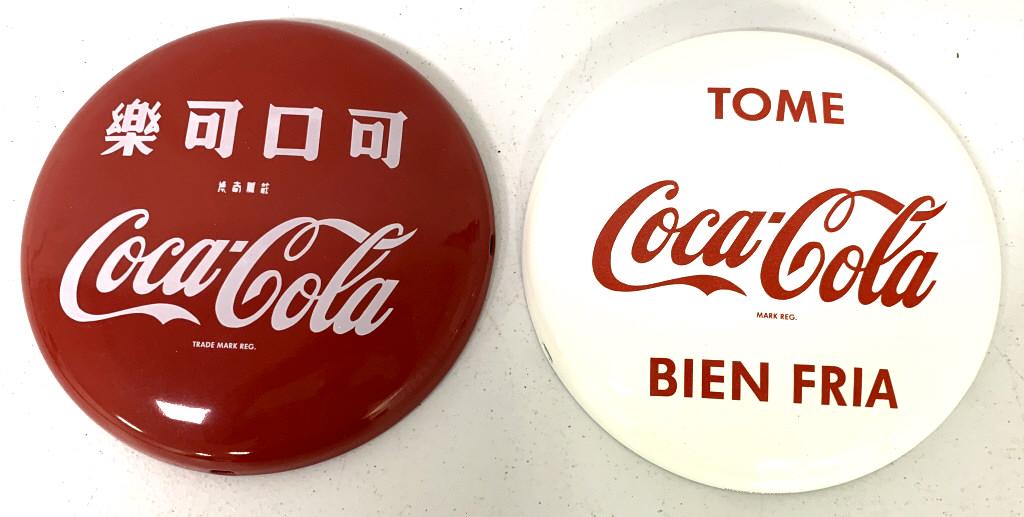 Lot of 2 Porcelain Foreign Coca Cola Adv (1 of 4)