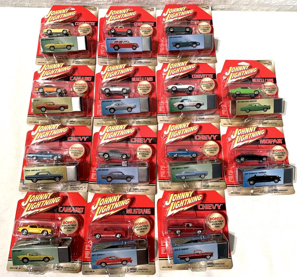 lot of 14 2003 Johnny Lightning Pro Collector: w/ collectible case, Chevy, Camaro, Corvette, Mustang, Muscle Cars, Mopar, box 171