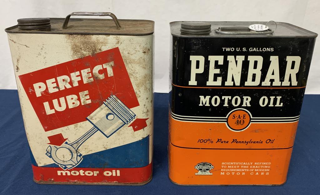 (2) Two Gallon Perfect Lube & Penbar Oil cans (1 of 5)