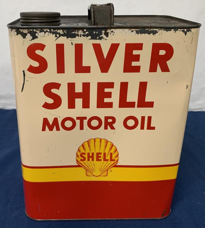 Silver Shell Two Gallon Motor Oil Can (1 of 3)