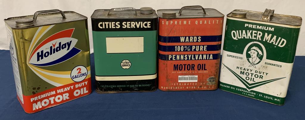 Lot of 4 Motor Oil cans Wards, Holiday, others (1 of 9)