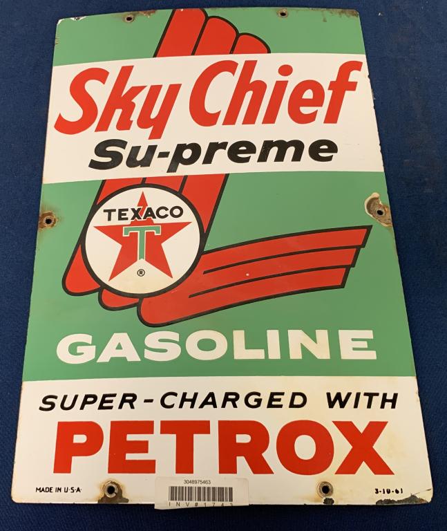 Sky Chief Texaco Gasoline porcelain sign (1 of 2)