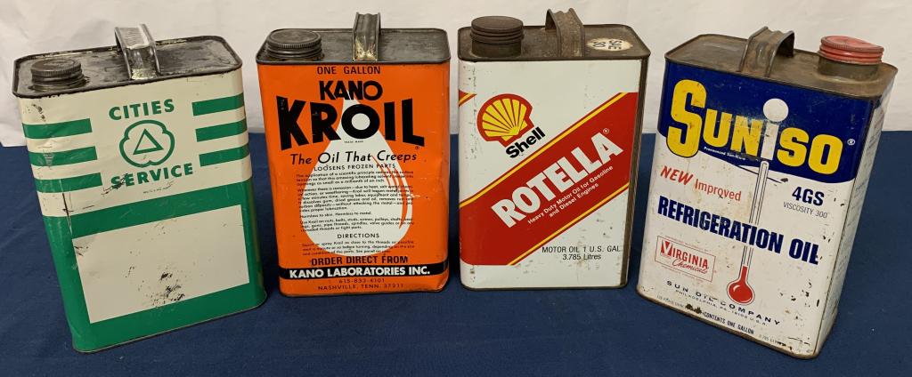 lot of 4 Motor Oil Cans Kroil, Shell & others (1 of 9)