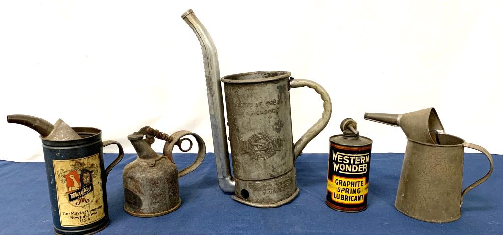 lot of 5 oil cans Pyrene, Maytag, Huffman others (1 of 6)