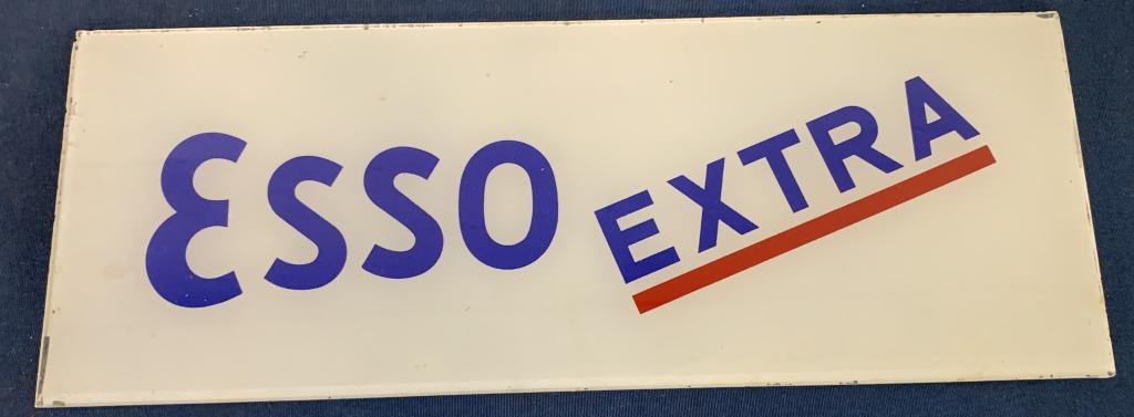 Glass Esso Extra Gasoline Pump Sign (1 of 2)