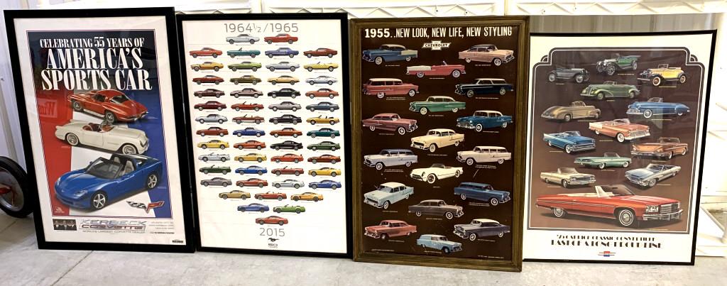 lot of 4 Chevrolet & Ford framed posters (1 of 6)
