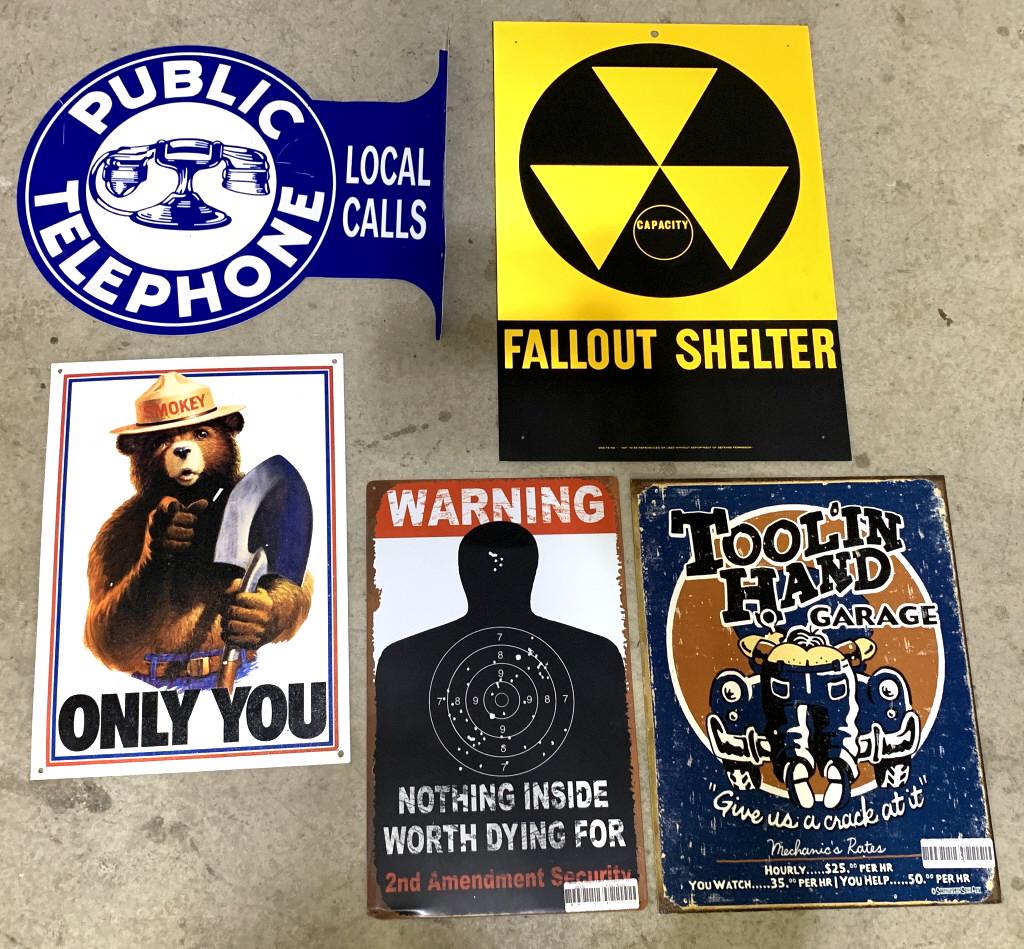lot of 5 contemporary metal signs (1 of 6)