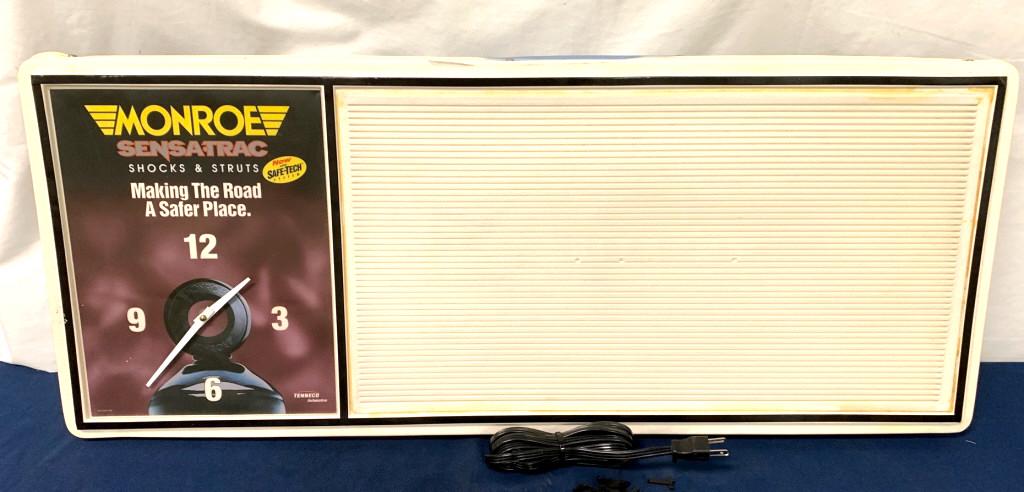 Monroe Sensa Trac Plastic clock: 16" x 371/2" lights work 3rd Party Shipping or Pick up Only