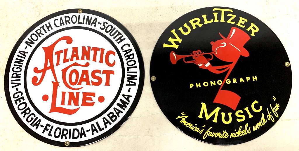 Atlantic Coast Line / Wurlitzer Porcelain Signs: Contemporary