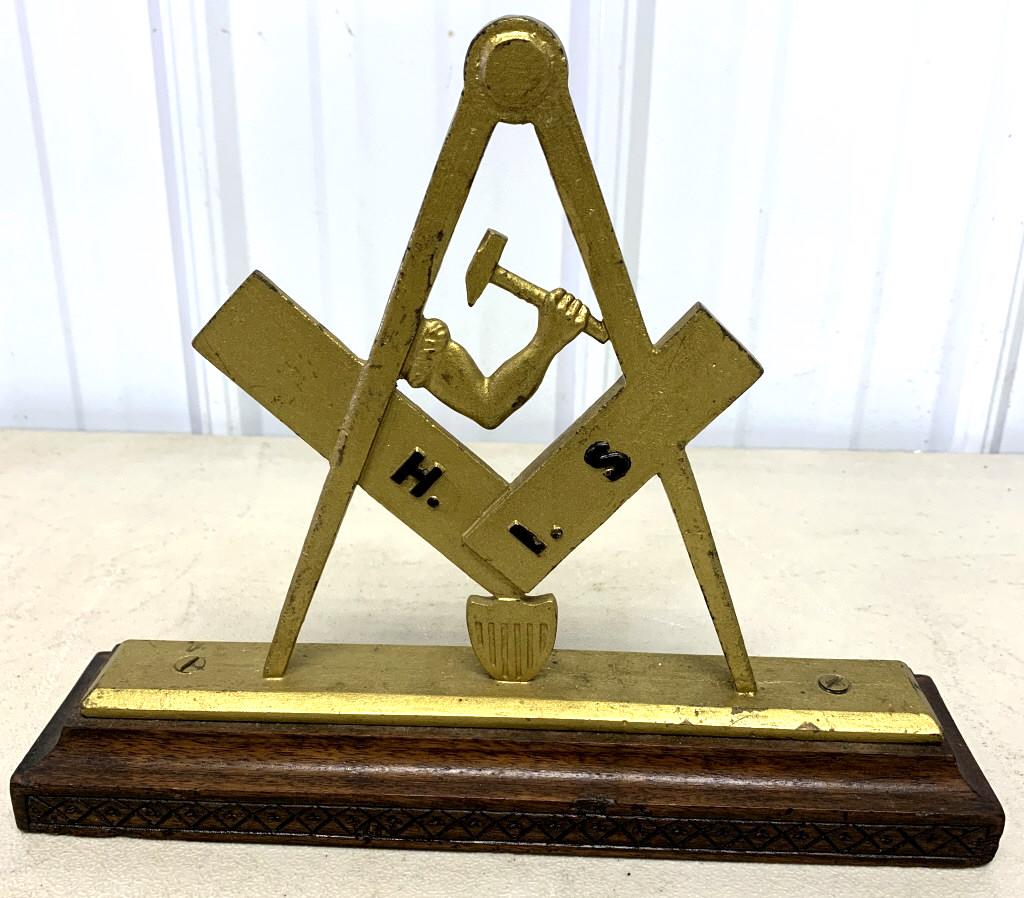 Cast Iron Masonic Paper Weight: 12'' x 3'' see photos