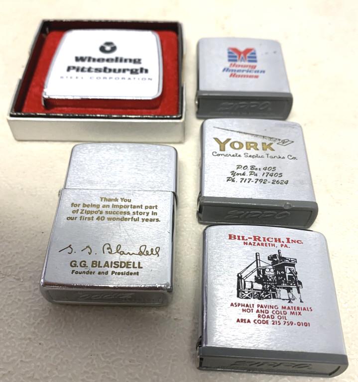 Zippo Lighter/ 3 Zippo Tape Measures / Lufkin: see photos