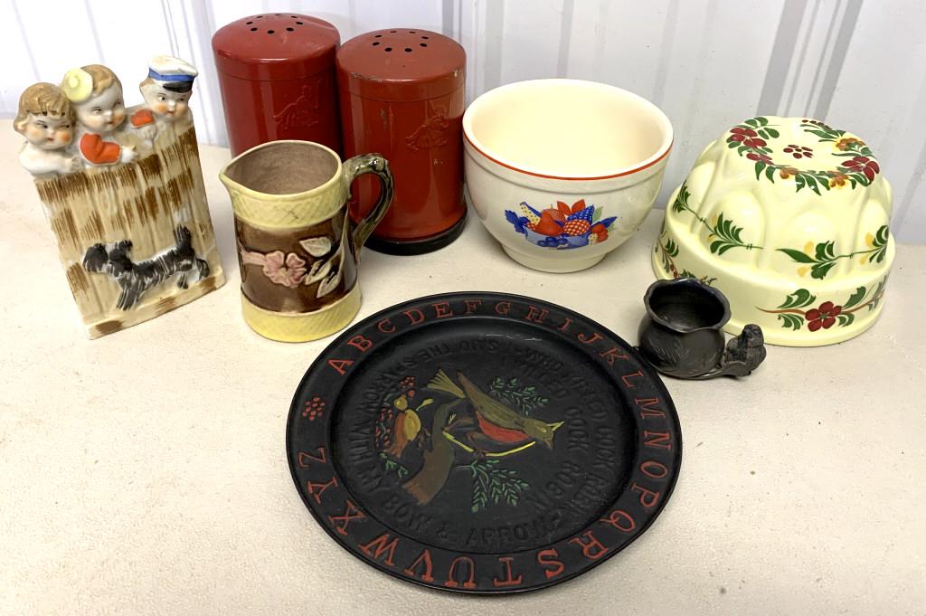 Mixed Lot 8 PCs. Majolica, ABC Plate , Toothpick (1 of 14)
