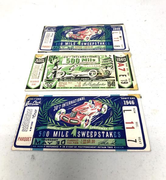 Lot of 3 Indianapolis Speedway Tickets 1940-46 (1 of 3)