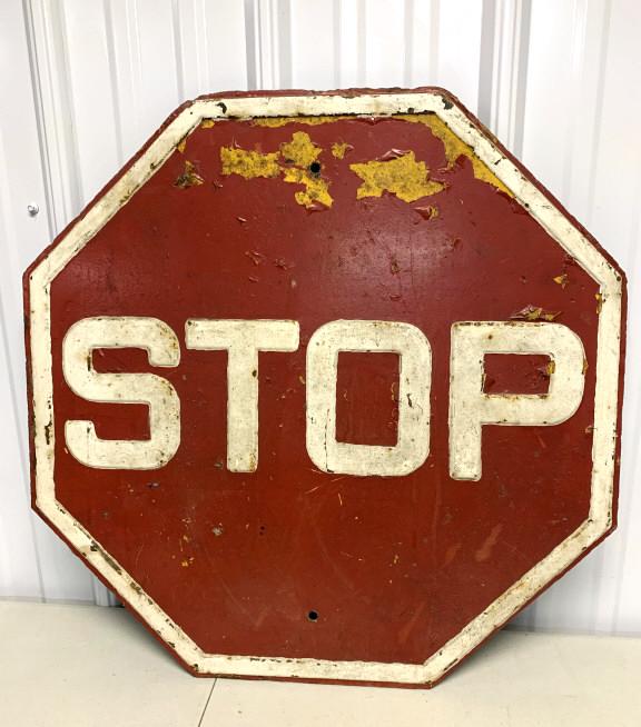 Stop Sign As Is: has been repainted and the paint is flaking off / rough