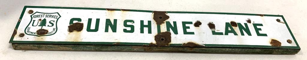Porcelain Street Sign U.S. Forrest Service As Is (1 of 4)
