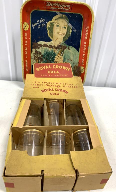 Dr. Pepper Tray / Set of 6 RC Cola Glasses (1 of 5)