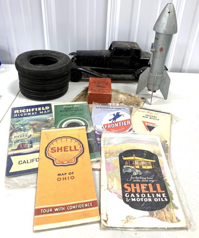 Lot of 13 Items Ashtray Tires/Maps/ Toy Car (1 of 14)