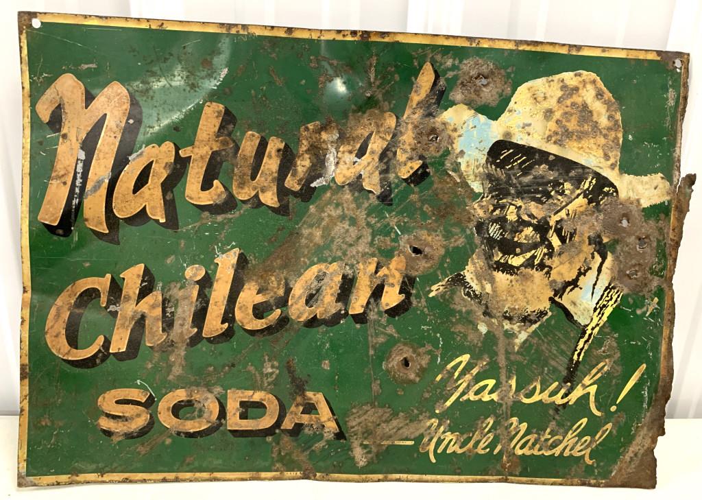 Natural Chilean Soda Tin Sign Very Rough: 21'' x 15'' see photos