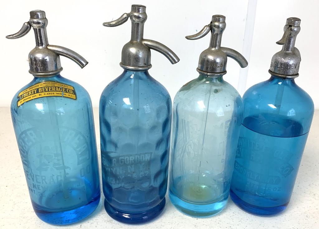 Lot of 4 Seltzer Bottles Blue (1 of 5)
