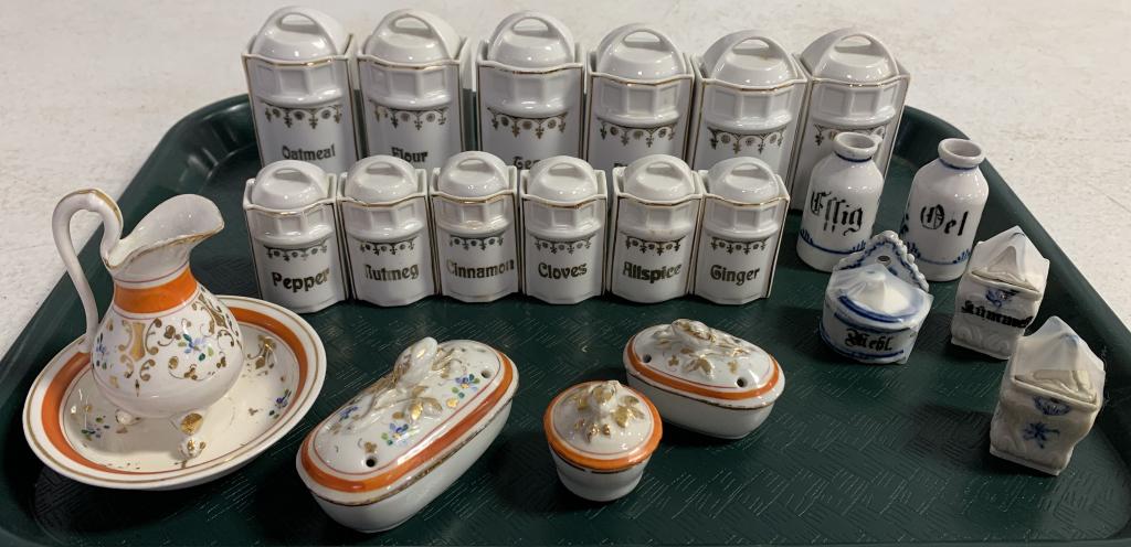 lot of doll canisters, dresser set & others (1 of 8)