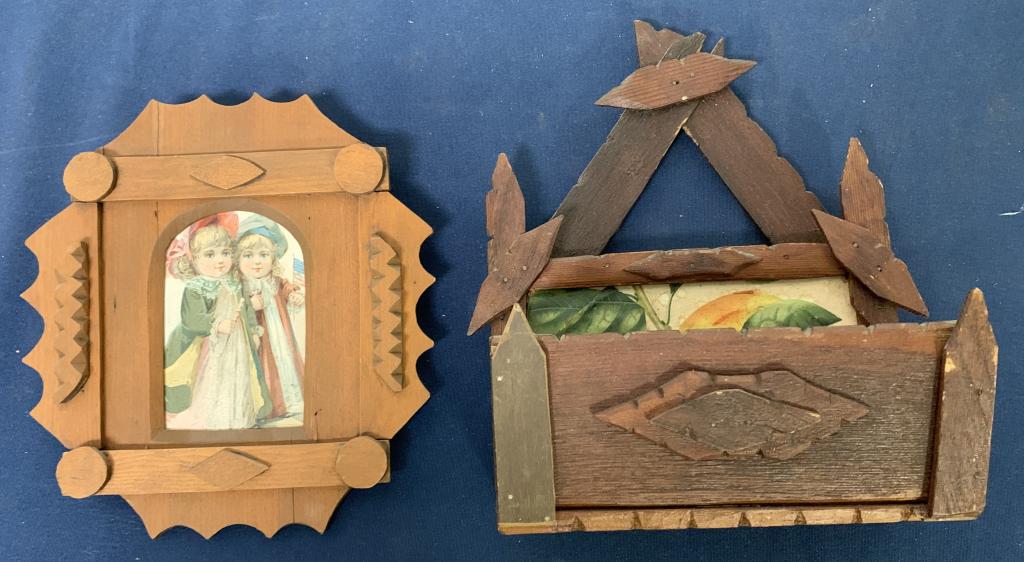 lot of 2 Tramp Art Frame & Comb Holder (1 of 16)