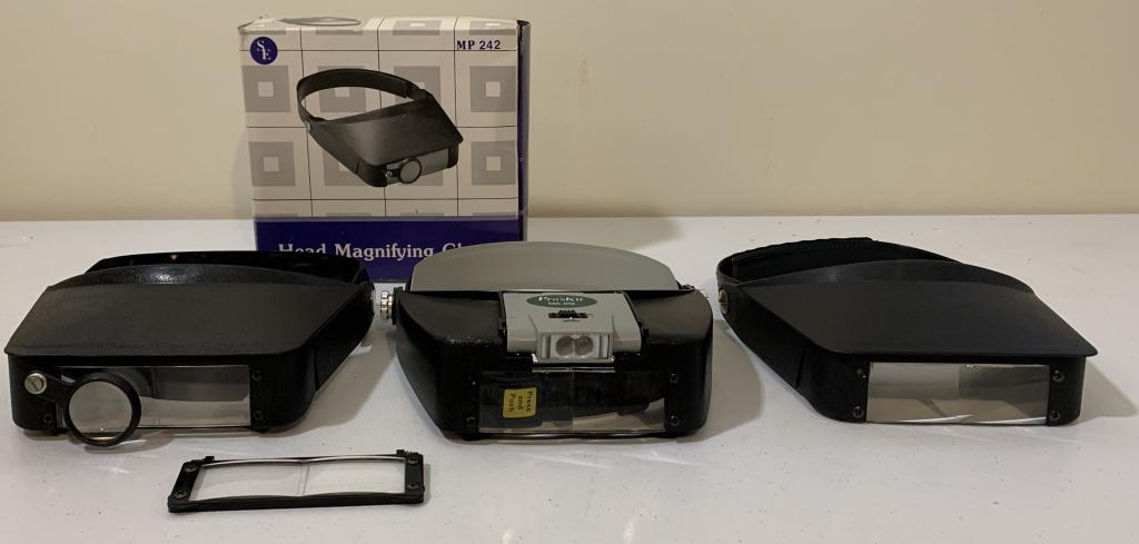 lot of 3 Headworn Magnifying Glasses: one marked Pro's-Kit MA-016