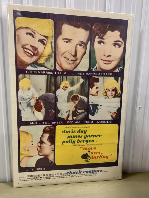 lot of 2 Movie Posters: Move over Darking has creases from where it was folded, holes along crease, numbered 64/6, That Touch of Mink has a big tear at the center edge and along the top and bottom corners, creases where it w