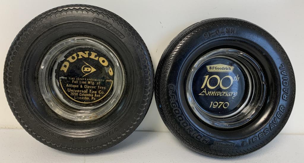 lot of 2 Dunlop & B F Goodrich Tire Ashtrays (1 of 4)