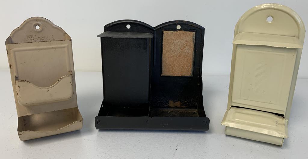lot of 3 Tin Match Holders (1 of 4)