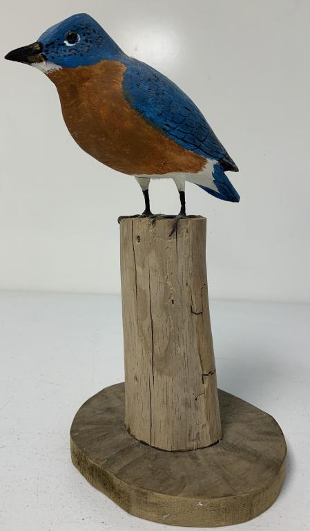 Hand Carved Painted Cork McGee Bluebird (1 of 3)