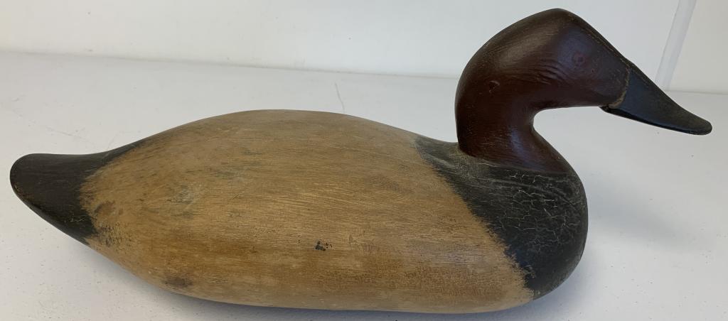 Wooden Duck Decoy: some cracks throughout, some paint wear