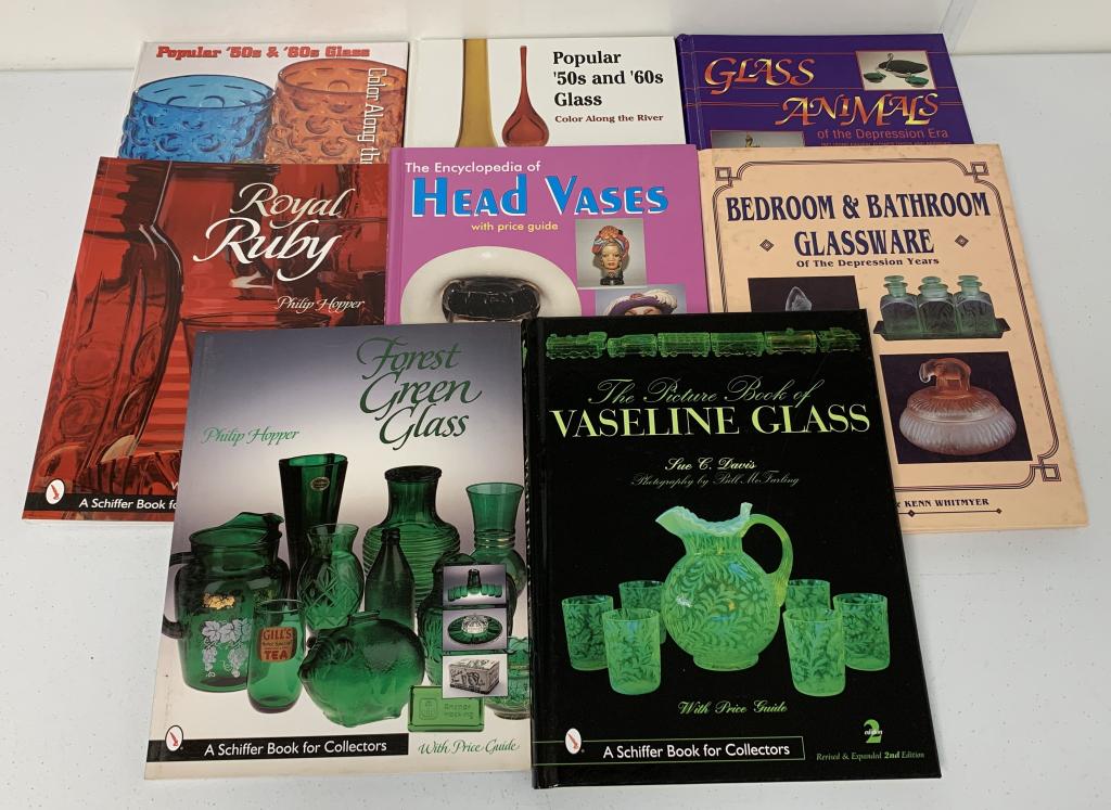 (8) Books Vaseline glass, Forest Green, others (1 of 4)