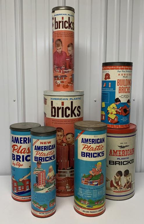 (7) Sets of American Plastic Bricks, some marked (1 of 3)