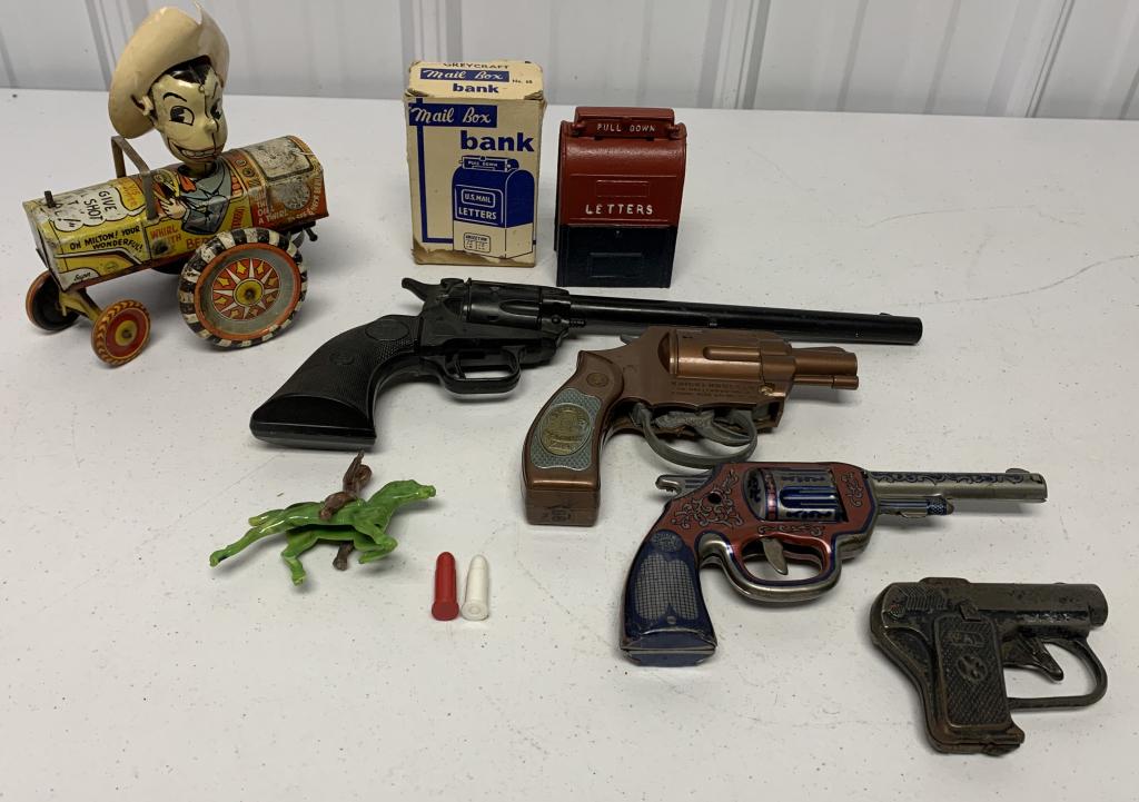 lot of 7 Guns, Mailbox Bank, Mar Toys Milton (1 of 9)