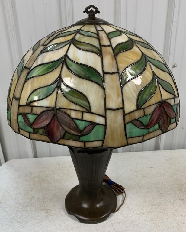 (3) Lamp Base marked Handel/Leaded Shade (1 of 5)