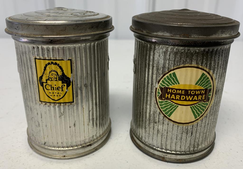 (2) Metal Miniature garbage Cans,Chief (1 of 4)
