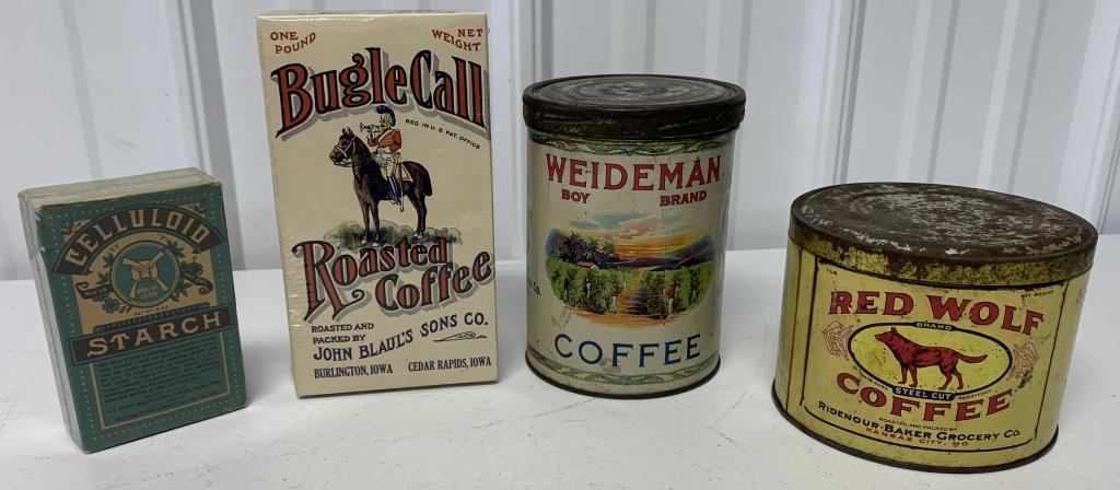 (4) Advertising Boxes,Tins,Coffee,Starch (1 of 4)