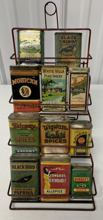 Metal Spice Rack with 11 Spice tins (1 of 4)