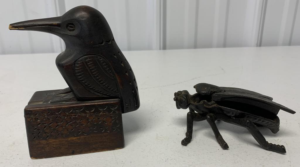 (2) Wooden Bird Box, Cast IronTexas Fly (1 of 7)