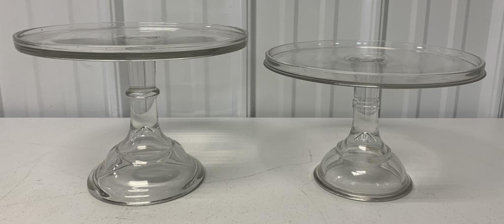 (2) Footed Clear Glass Cake Stands (1 of 3)