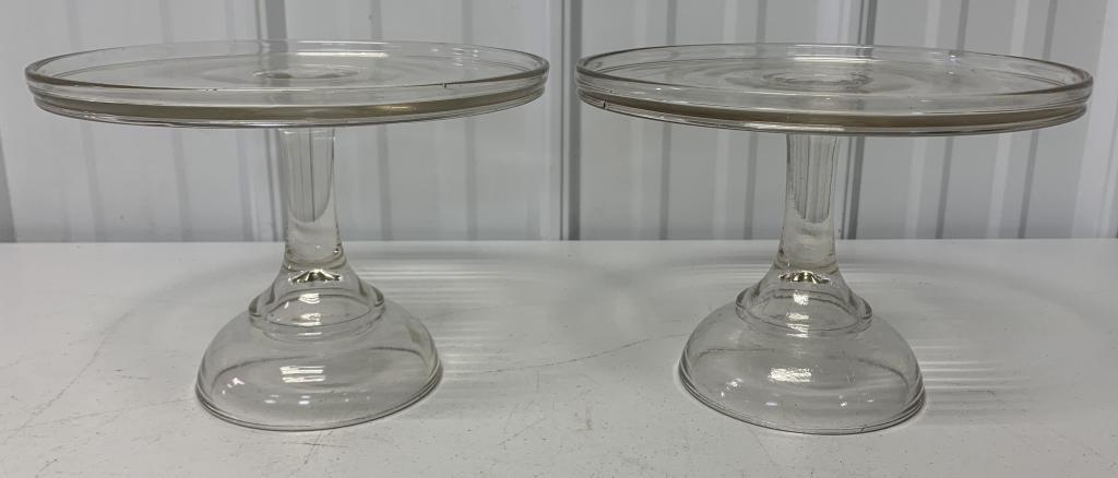 (2) Footed Clear Glass Cake Stands (1 of 4)