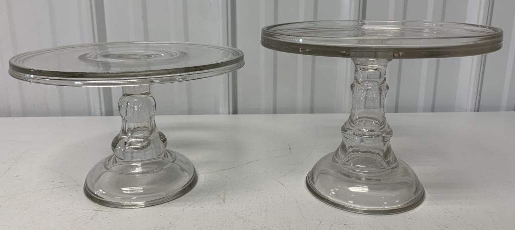 (2) Footed Clear Glass Cake Stands (1 of 3)